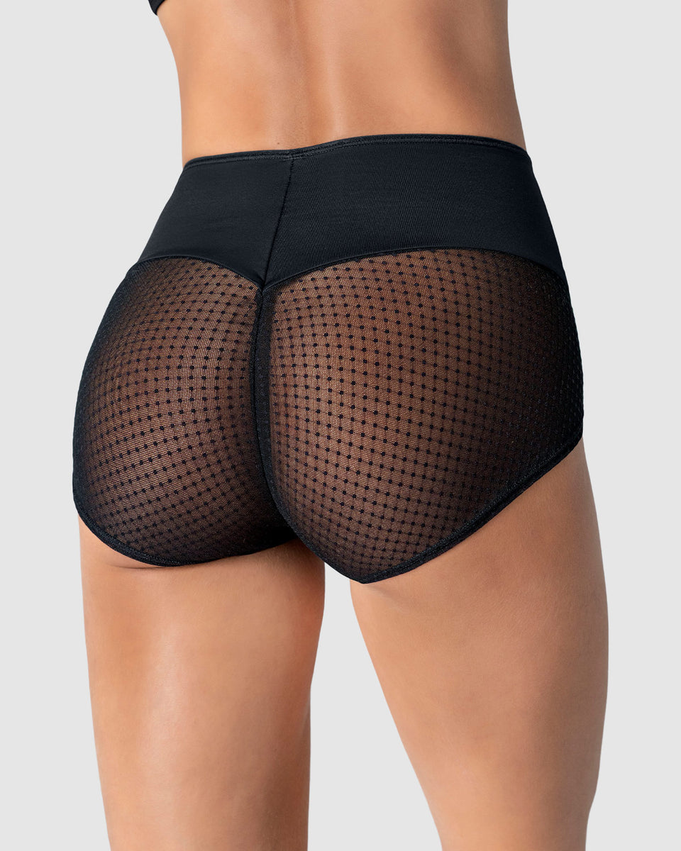 Bloomer clásico de control fuerte en abdomen, glúteos en tul