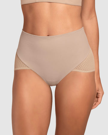 Bloomer clásico de control fuerte en abdomen, glúteos en tul#color_802-cafe-claro