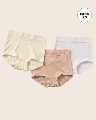 Paquete x 3 bloomers clásicos con toques de encaje#color_s06-blanco-cafe-claro-marfil