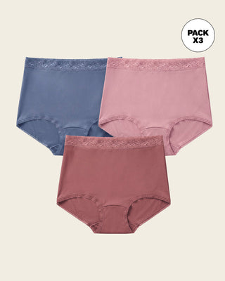 Paquete x 3 bloomers clásicos con toques de encaje#color_s14-azul-rosa-vino