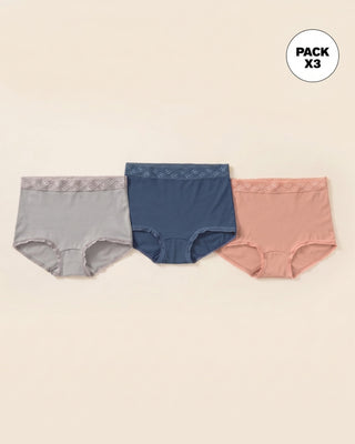 Paquete x 3 bloomers clásicos con toques de encaje#color_s21-rosado-azul-gris