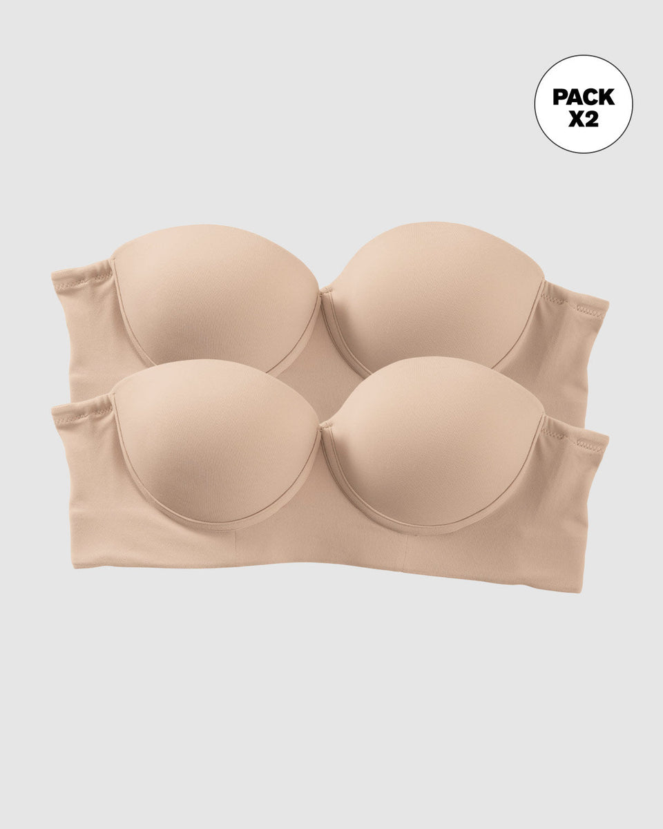 Paquete x 2 brasieres strapless Bustier 360° de perfección