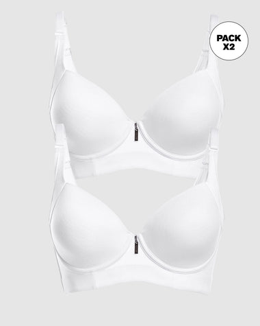 Paquete x 2 brasieres de realce suave y buen cubrimiento en sisa y espalda Cover Bra#color_000-blanco