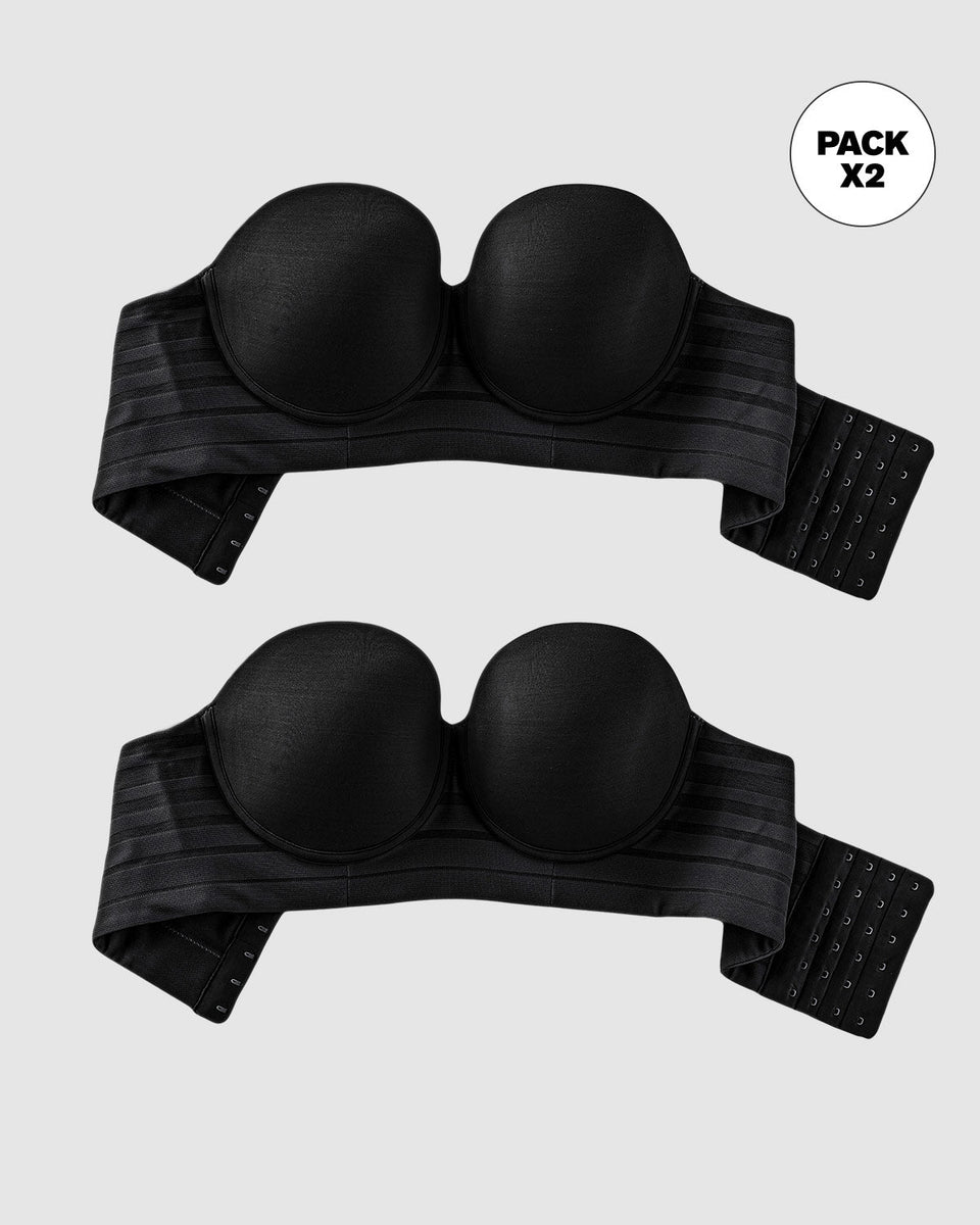 Paquete x2 brasieres tipo bustier support strapless