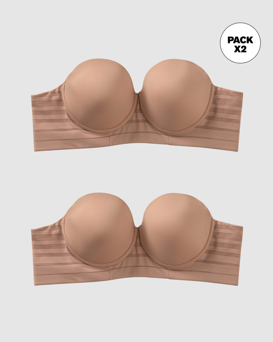 Paquete x2 brasieres tipo bustier support strapless