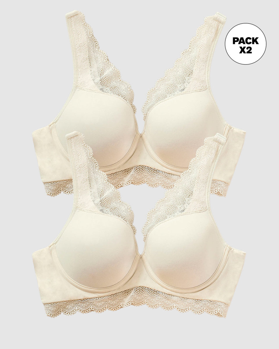 Paquete x2 brasieres de gran cubrimiento: deep coverage bra