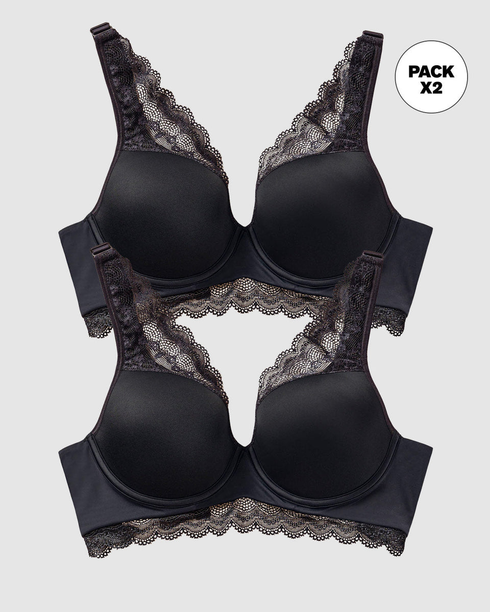 Paquete x2 brasieres de gran cubrimiento: deep coverage bra