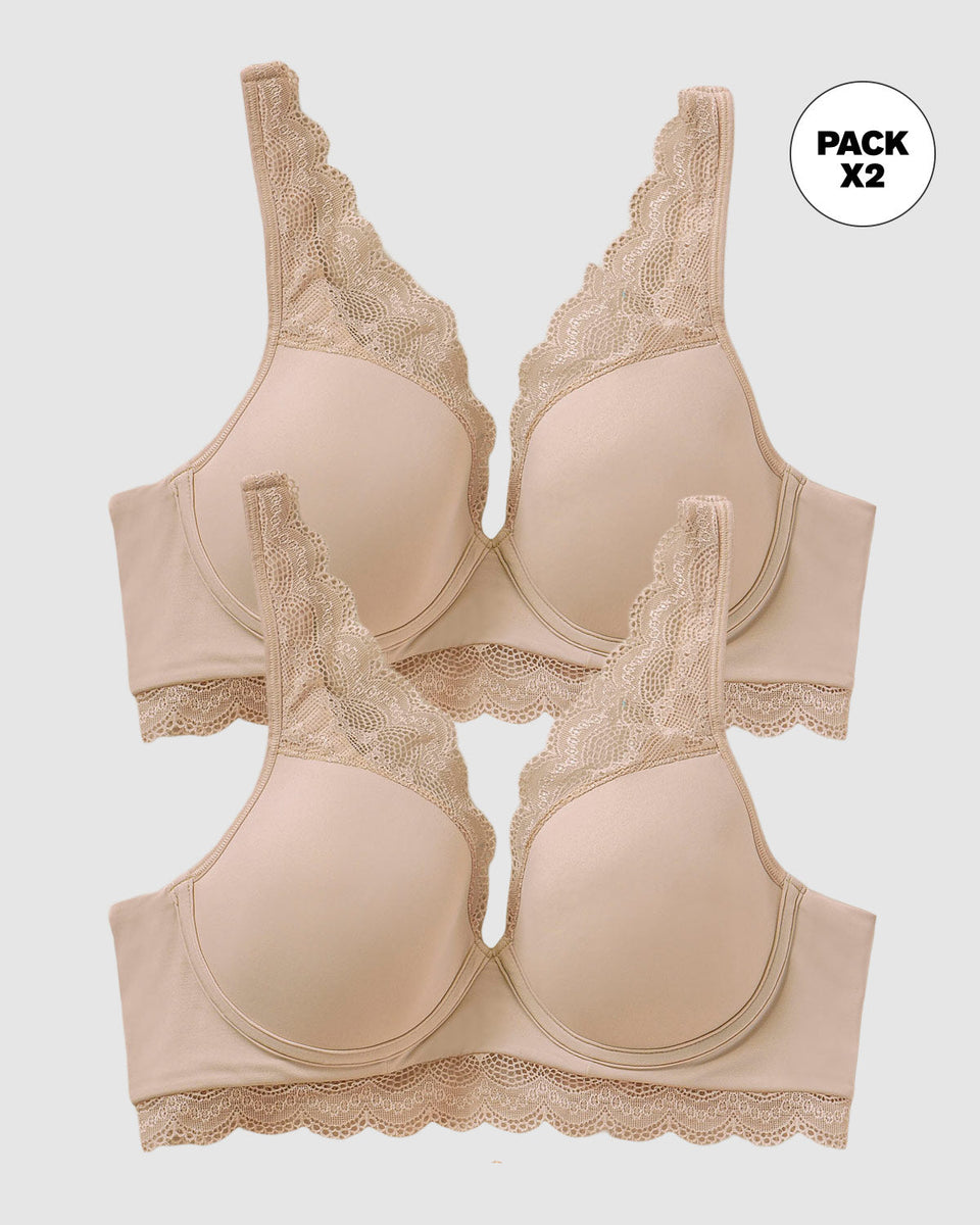 Paquete x2 brasieres de gran cubrimiento: deep coverage bra