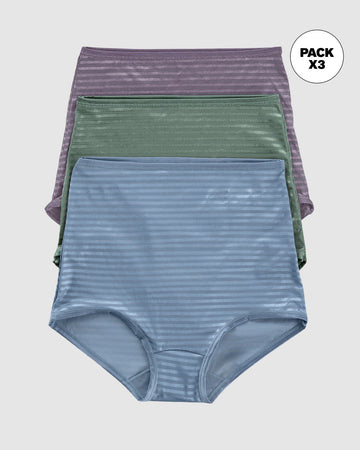 Paquete x 3 bloomers Clásicos con Máximo Cubrimiento#color_s24-lila-empolvado-verde-azul-empolvado