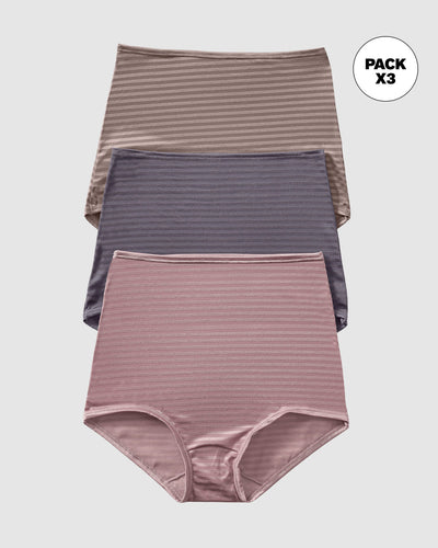 Paquete x 3 bloomers Clásicos con Máximo Cubrimiento#color_s26-palo-de-rosa-gris-claro-gris-oscuro