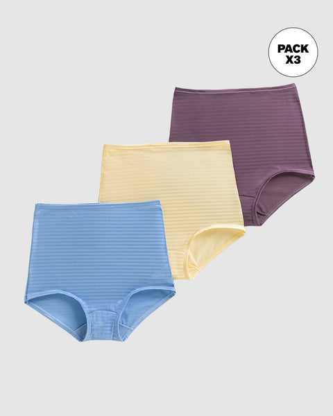 Paquete x 3 bloomers Clásicos con Máximo Cubrimiento#color_s27-vainilla-mora-azul