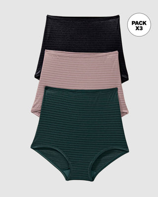 Paquete x 3 bloomers Clásicos con Máximo Cubrimiento#color_s28-rosa-palido-verde-oscuro-negro