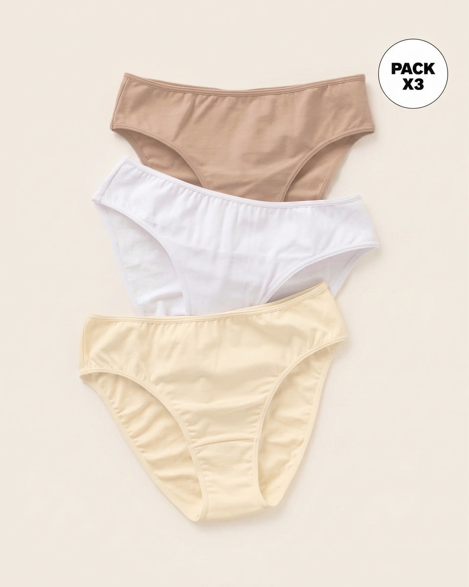 Paquete x 3 bloomers tipo bikini con buen cubrimiento