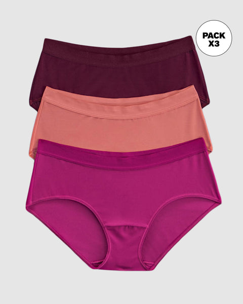 Paquete x 3 hípsters cómodos y suaves de buen cubrimiento#color_s10-fucsia-salmon-vino