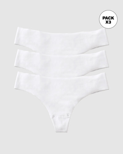 Paquete x3 bloomers brasilera invisible ultraplano sin elásticos y de pocas costuras#color_000-blanco