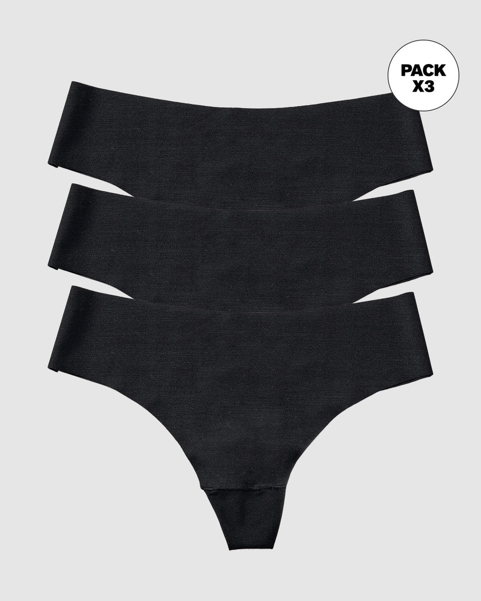 Paquete x3 bloomers brasilera invisible ultraplano sin elásticos y de pocas costuras