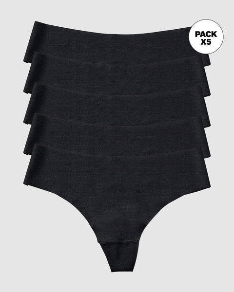 Paquete x5 bloomers brasilera invisible ultraplano sin elásticos y de pocas costuras#color_785-negro