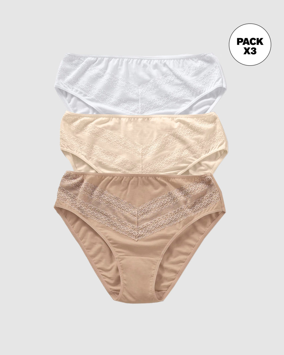 Paquete x 3 bloomers Bikini x3 Clásicos y Confortables