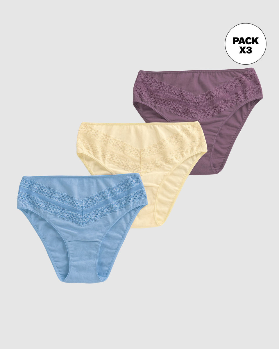 Paquete x 3 bloomers Bikini x3 Clásicos y Confortables
