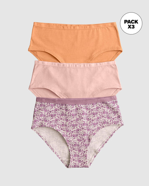 Paquete x 3 bloomer Clásico de Máxima Comodidad y Frescura#color_s31-estampado-rosado-claro-naranja