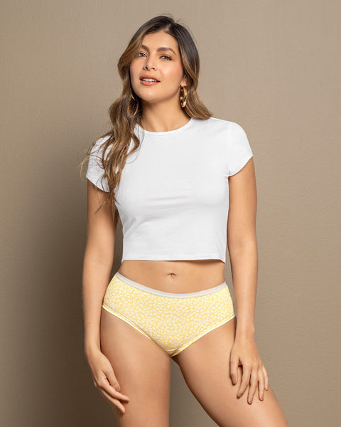 Paquete x 3 bloomer Clásico de Máxima Comodidad y Frescura#color_s36-fondo-amarillo-estampado-coral-azul