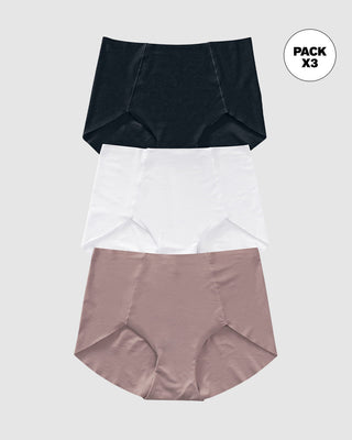 Paquete x 3 bloomers clásicos de apariencia invisible#color_s26-rosado-blanco-negro