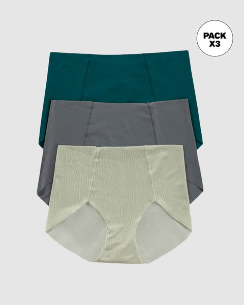 Paquete x 3 bloomers clásicos de apariencia invisible#color_s27-verde-claro-estampado-verde-gris