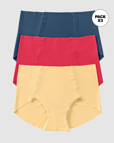 Paquete x 3 bloomers clásicos de apariencia invisible#color_s29-amarillo-azul-coral