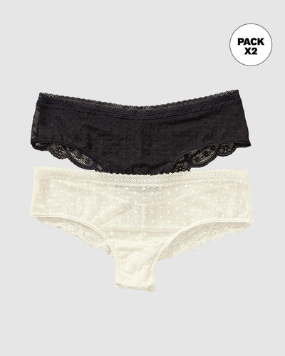 Paquete x 2 bloomers cacheteros en Encaje y Tul#color_s41-perla-negro