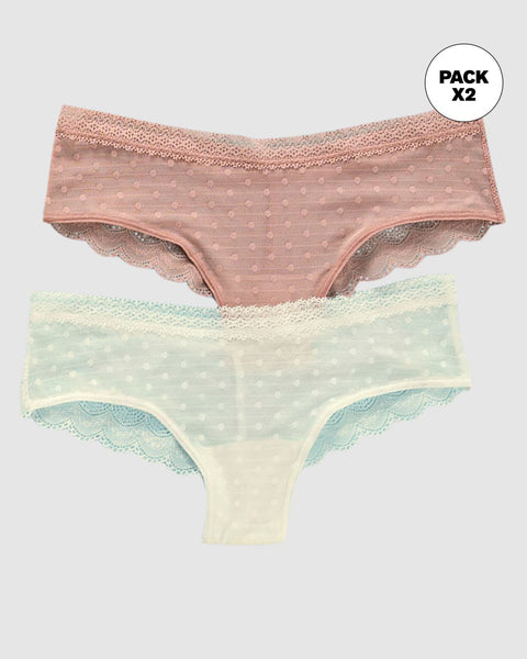Paquete x 2 bloomers cacheteros en Encaje y Tul#color_s44-rosa-perla
