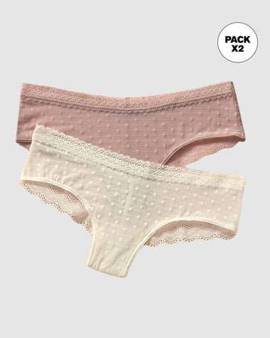 Paquete x 2 bloomers cacheteros en Encaje y Tul#color_s44-rosa-perla