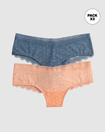 Paquete x 2 bloomers cacheteros en Encaje y Tul#color_s46-azul-rosado