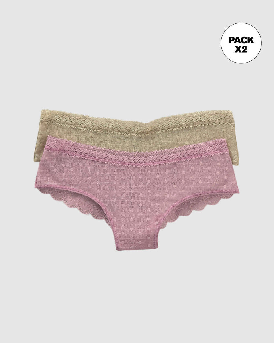 Paquete x 2 bloomers cacheteros en Encaje y Tul