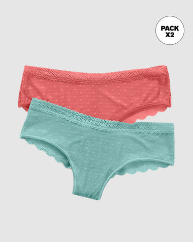 Paquete x 2 bloomers cacheteros en Encaje y Tul#color_s48-salmon-azul