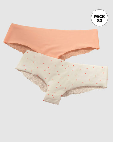 Paquete x 2 bloomers cacheteros descaderados con encaje#color_s37-estampado-puntos-mandarina-medio