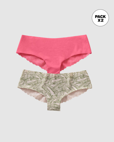 Paquete x 2 bloomers cacheteros descaderados con encaje#color_s44-estampado-hojas-rosado