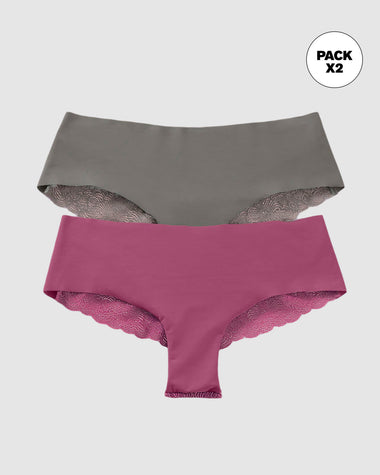 Paquete x 2 bloomers cacheteros descaderados con encaje#color_s45-mora-verde-grisaceo