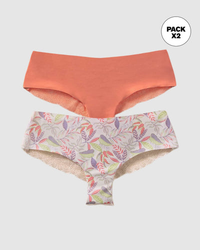 Paquete x 2 bloomers cacheteros descaderados con encaje#color_s46-mandarina-marfil-estampado