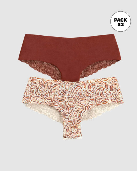 Paquete x 2 bloomers cacheteros descaderados con encaje#color_s47-estampado-hojas-terracota