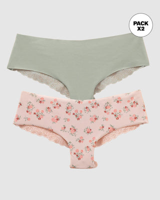 Paquete x 2 bloomers cacheteros descaderados con encaje#color_s50-fondo-rosado-estampado-gris-claro