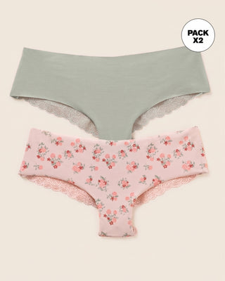 Paquete x 2 bloomers cacheteros descaderados con encaje#color_s50-fondo-rosado-estampado-gris-claro