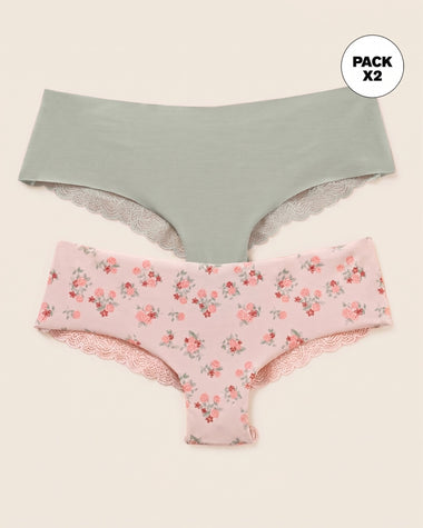 Paquete x 2 bloomers cacheteros descaderados con encaje#color_s50-fondo-rosado-estampado-gris-claro