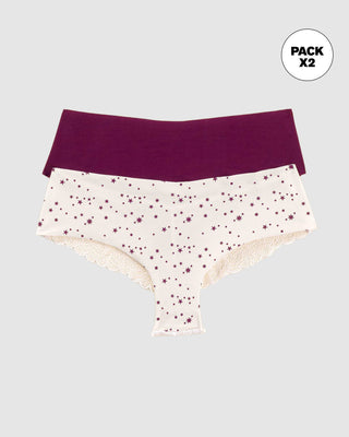Paquete x 2 bloomers cacheteros descaderados con encaje#color_s51-estampado-frambuesas-morado-oscuro