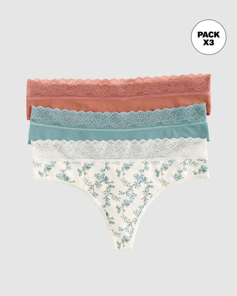 Paquete x3 brasileras en algodón elástico con detalle en encaje#color_s17-estampado-verde-azul-terracota