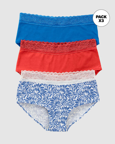 Paquete x3 bloomers estilo hípster total comodidad#color_s14-coral-azul-rey-marfil-estampado-hojas