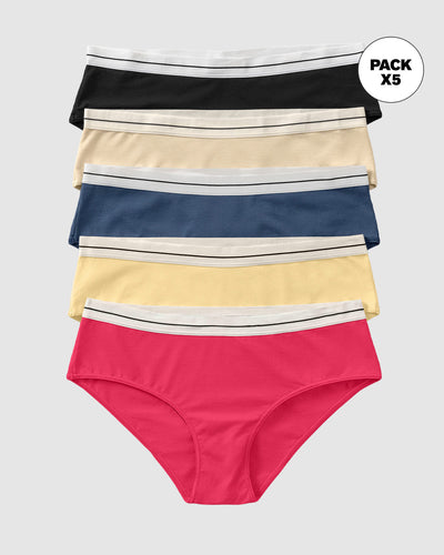 Paquete x 5 bloomers estilo hípster#color_s17-negro-marfil-amarillo-azul-coral