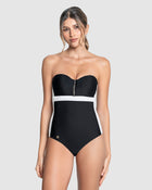 Traje de baño entero control suave de abdomen uso strapless o convencional#color_700-negro