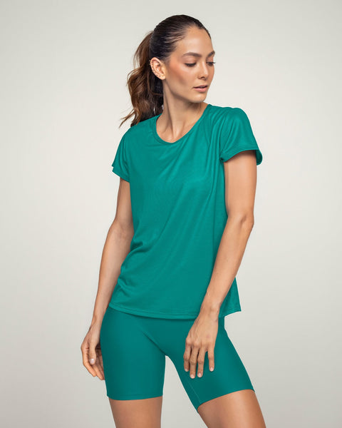 Blusa deportiva de secado rápido y silueta semiajustada#color_663-verde