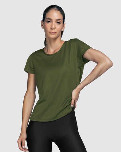 Blusa deportiva de secado rápido y silueta semiajustada#color_695-verde