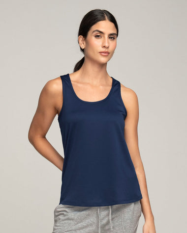 Camiseta deportiva de secado rápido y silueta semiajustada para mujer#color_509-azul